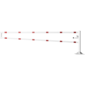 Swiveling gates | to be fixed by plugs, hot-dip galvanized and white coated with red reflecting rings | total width: 3500 mm | with triangular lock
